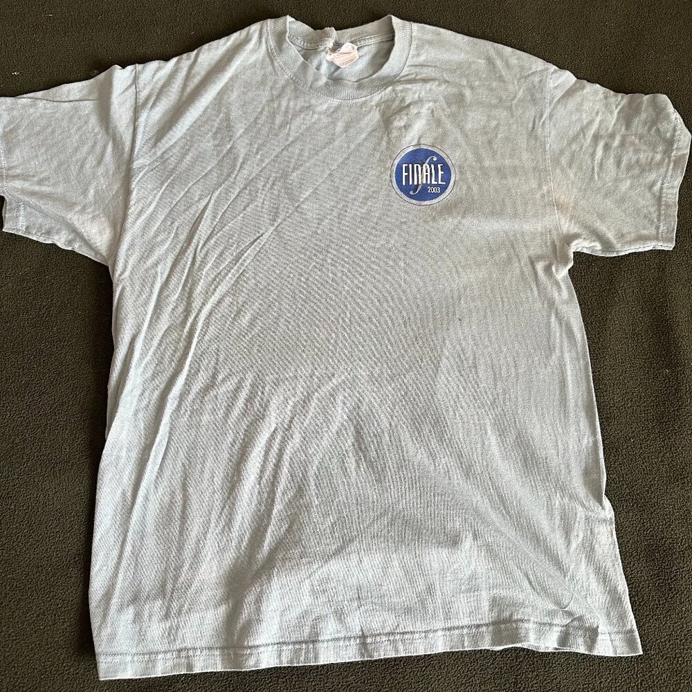 Vintage 2003 Finale Music Notation Software T-Shirt L Ocean Blue Logo Composer